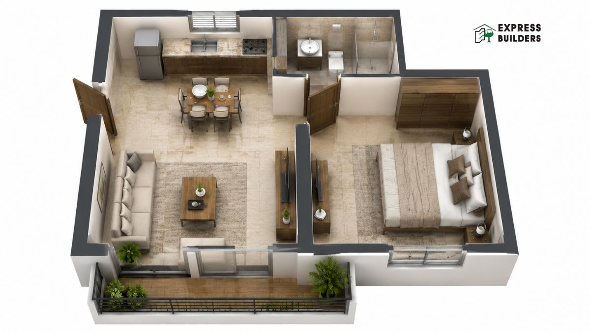 1 BHK House Plan
