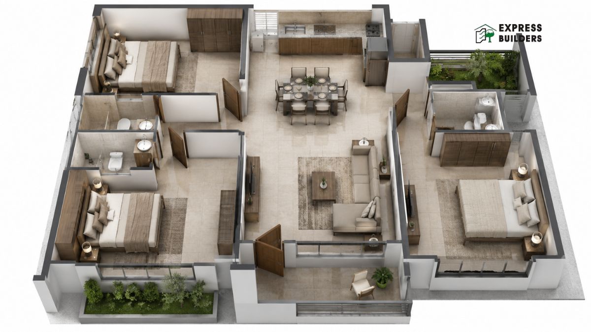 3 BHK House Plan