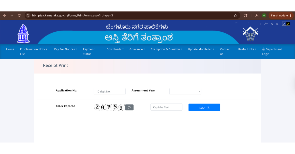 BBMP Property Tax Receipt