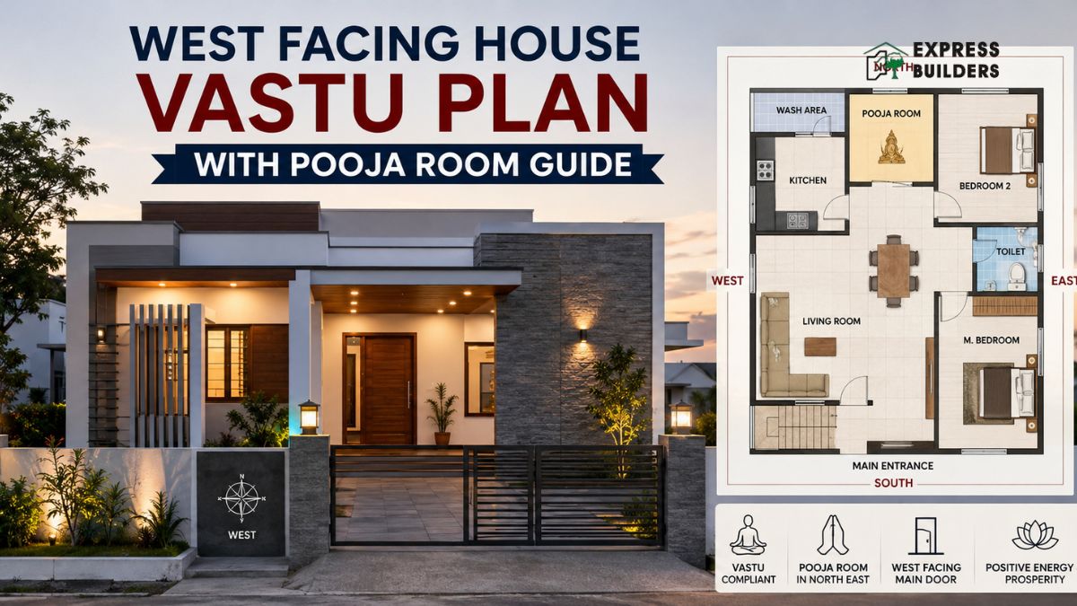 west facing house vastu plan with pooja room