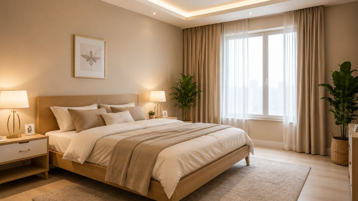 Soft White and Warm Beige