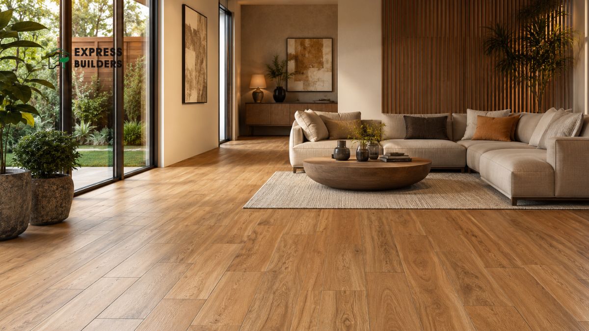 Wooden finish floor tiles