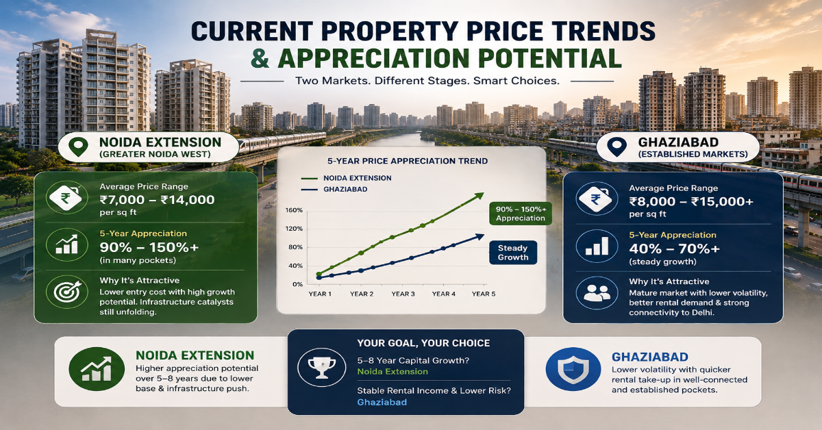 Noida Extension vs Ghaziabad Investment Guide 2026