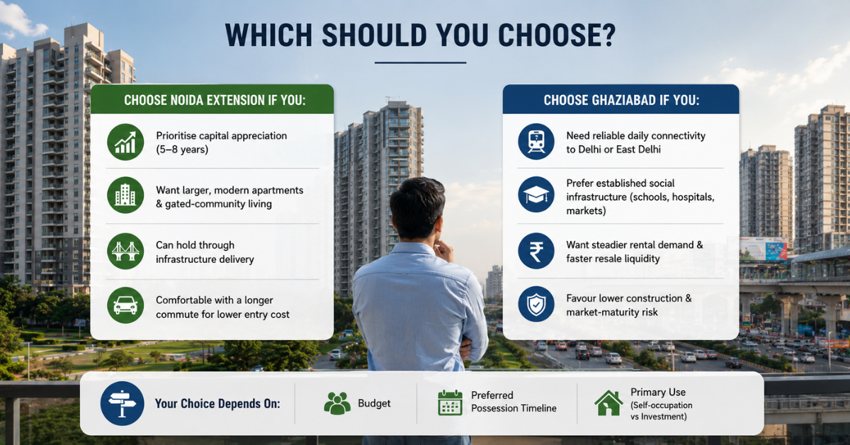 Noida Extension vs Ghaziabad Investment Guide 2026