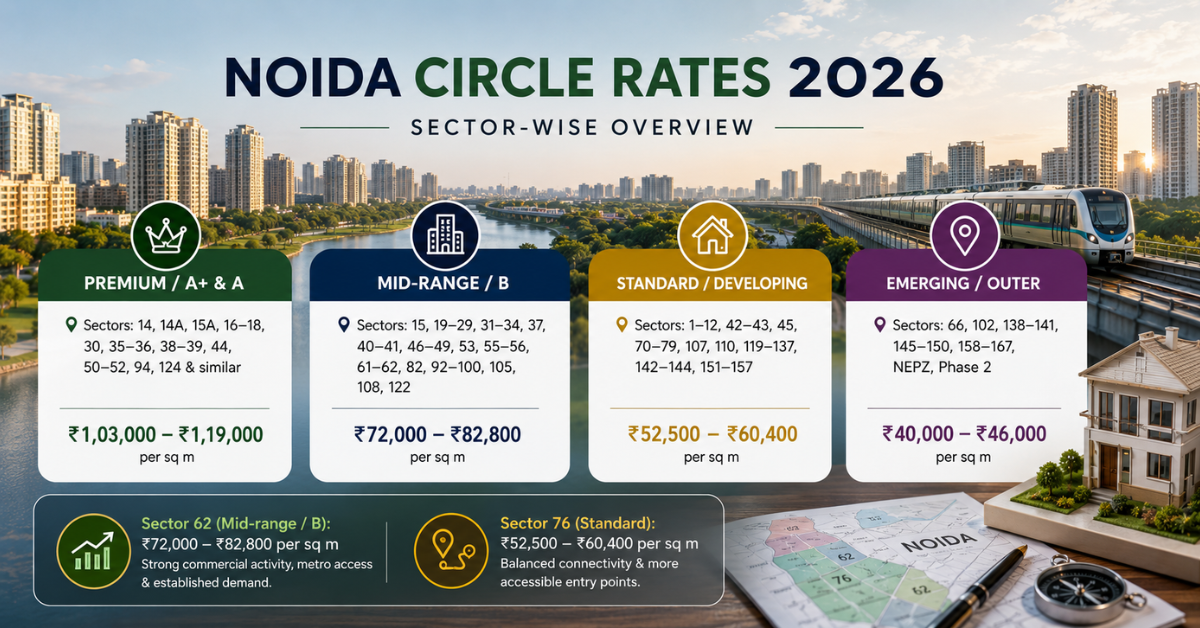 Circle Rate in Noida 2026 | Sector-Wise Rates & Guide