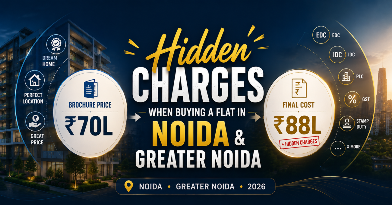 Hidden charges when buying a flat in Noida and Greater Noida -EDC, IDC, PLC, GST and stamp duty explained for 2026