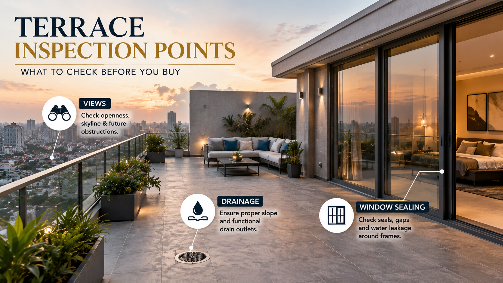 Terrace inspection points to check before buying a penthouse