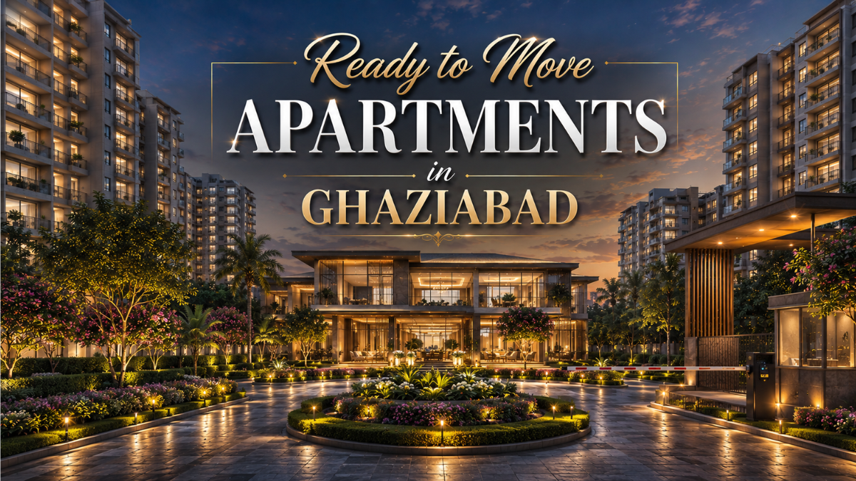 Ready to move apartments in Ghaziabad with premium clubhouse and landscaped entrance