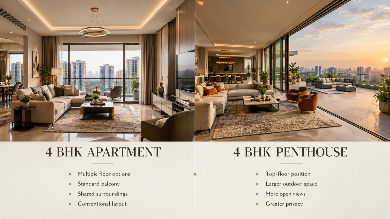 4 BHK apartment vs 4 BHK penthouse comparison in Greater Noida
