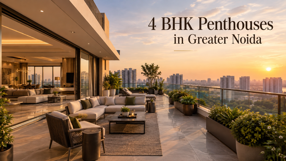 Luxury 4 BHK penthouse with spacious terrace and skyline views in Greater Noida