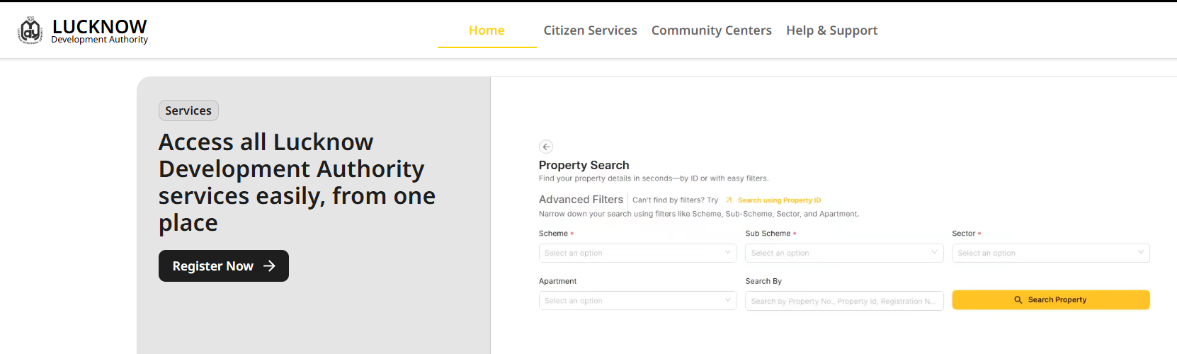 Official LDA registration portal for Lucknow Development Authority housing schemes