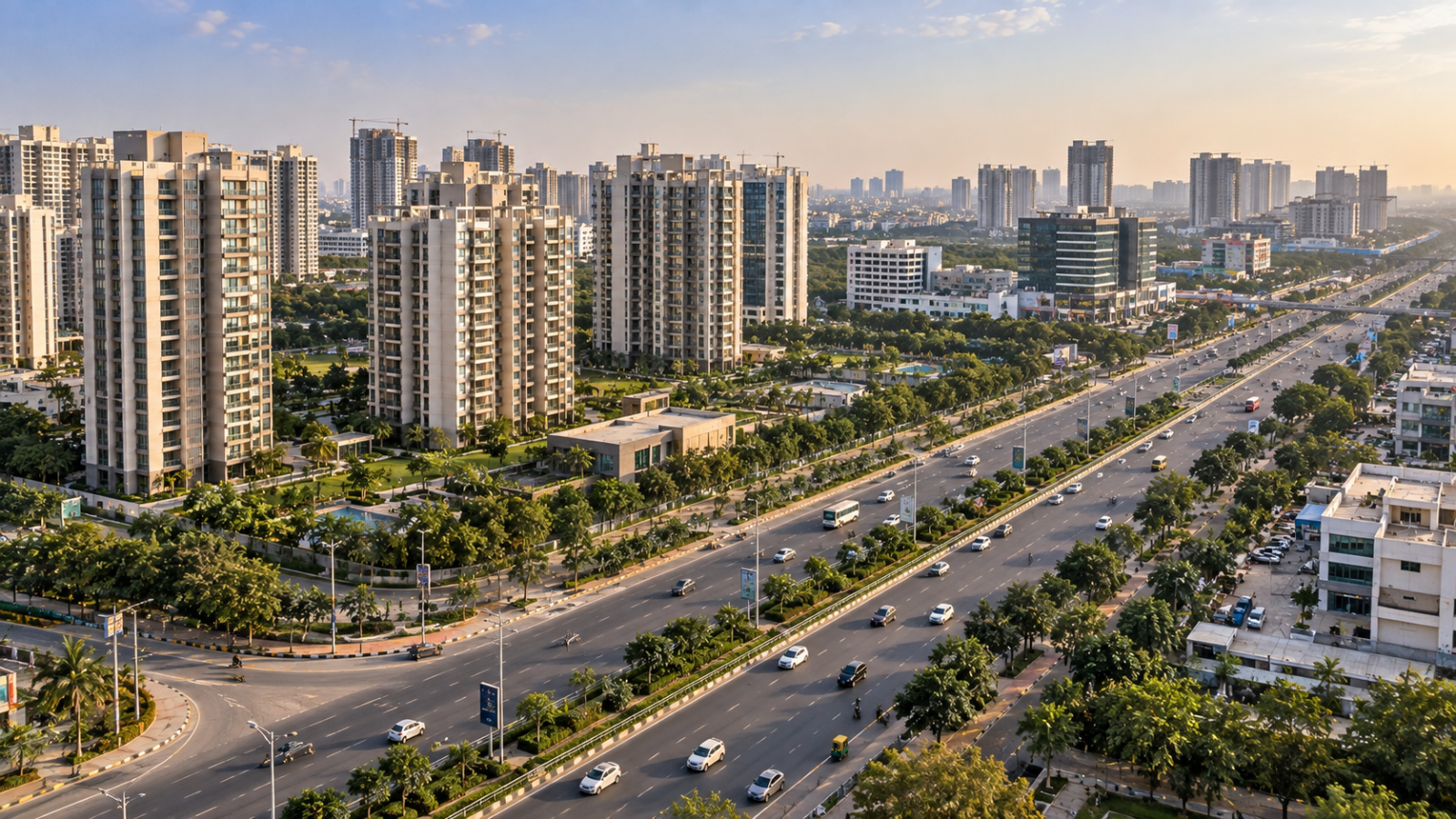 Sector 1 Greater Noida West residential area and Noida-Greater Noida Link Road